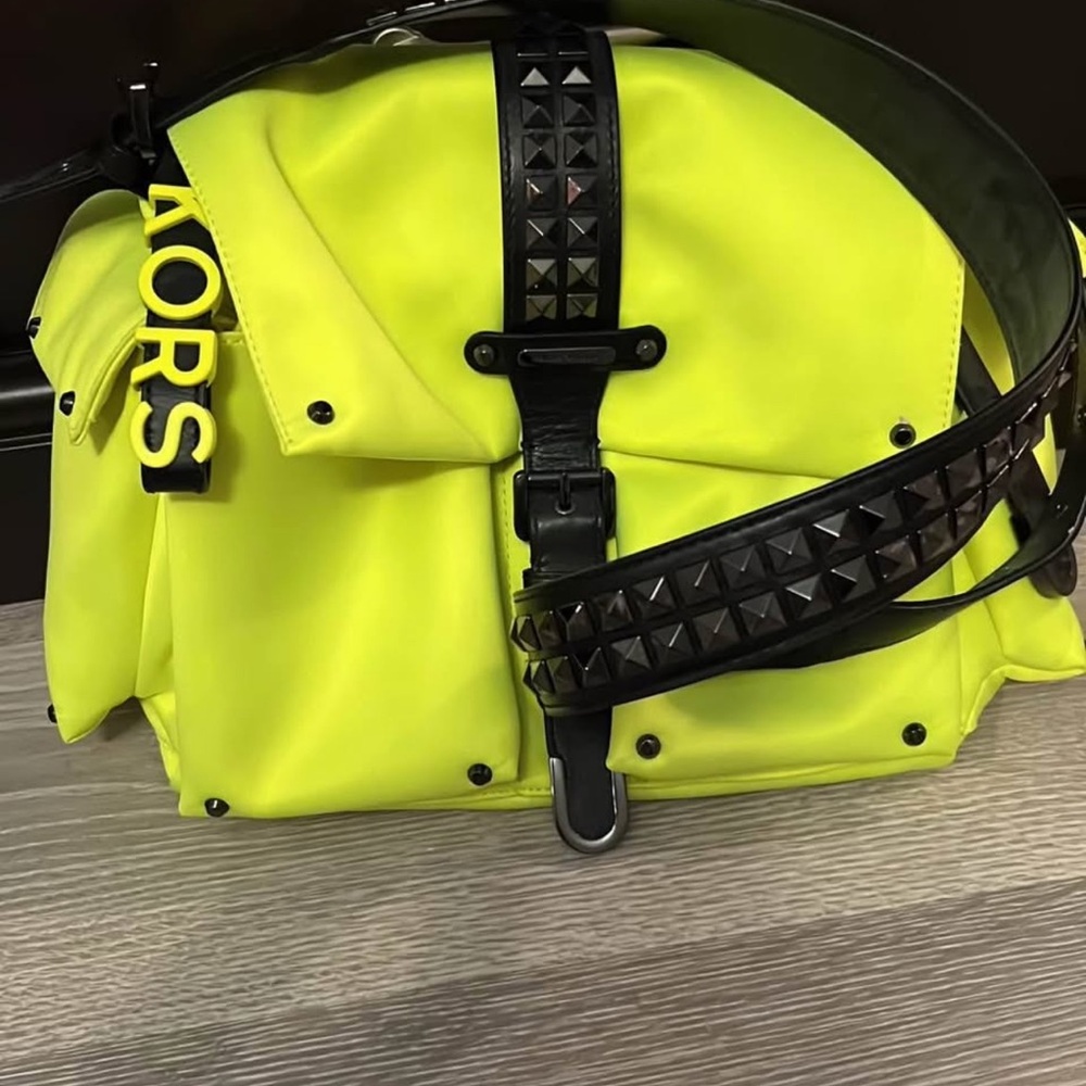 Michael Kors Yellow and Black Messenger Bag with Waterproof Finish